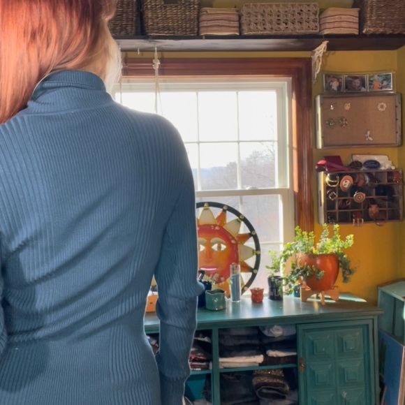 Deep Indigo Blue Turtleneck Top - Picture 14 of 17